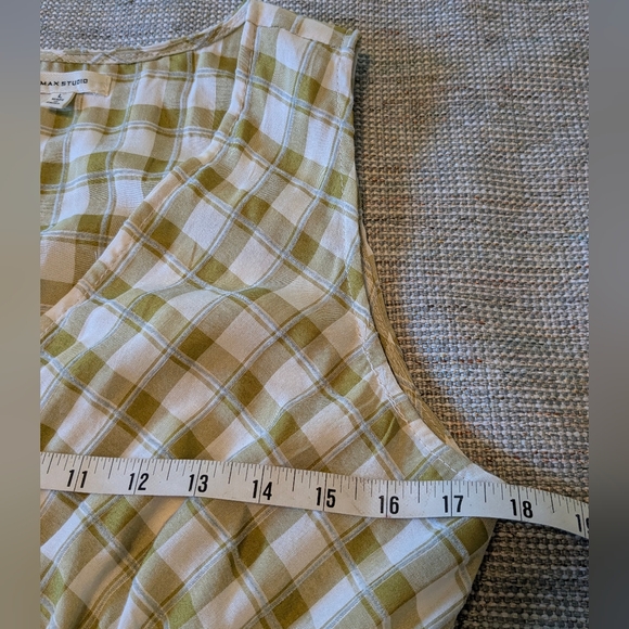 Max Studio Plaid Sleeveless Empire Waist Tiered Midi Dress Large - Picture 9 of 11